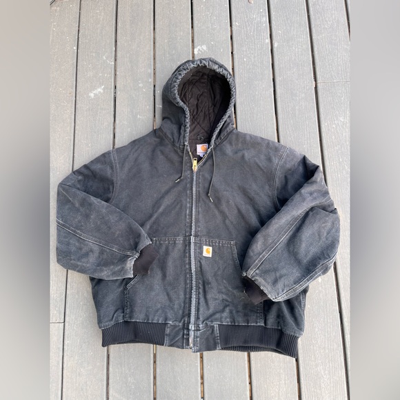 Vintage 90s Carhartt J140 BLK Active Jacket Size 2XL Black Made In USA - Picture 1 of 15